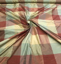 Silk taffeta plaid 54&quot; wide    Beautiful sage green gold wine mix silk taffeta fabric sold by the yard