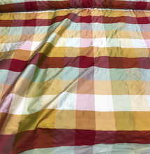 Silk shantung plaid 54&quot; wide   Beautiful wine green gold color combination silk shantung fabric sold by the yard