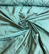 Silk shantung 54&quot; wide   Beautiful pinstripe turquise color silk shantung fabric sold by the yard