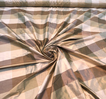 Silk shantung plaids 54&quot; wide    Beautiful tan gold colors silk shantung fabric sold by the yard