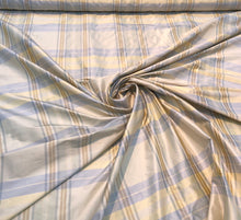 Silk shantung plaid 54&quot; wide    Beautiful beige purple color silk shantung fabric sold by the yard