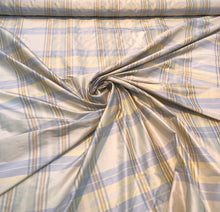 Silk shantung plaid 54&quot; wide    Beautiful beige purple color silk shantung fabric sold by the yard