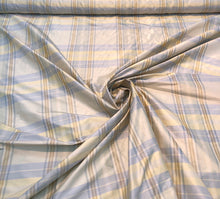 Silk shantung plaid 54&quot; wide    Beautiful beige purple color silk shantung fabric sold by the yard