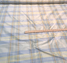 Silk shantung plaid 54&quot; wide    Beautiful beige purple color silk shantung fabric sold by the yard