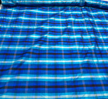 Silk shantung plaid 45&quot; wide   Beautiful turquoise colors silk shantung fabric sold by the yard