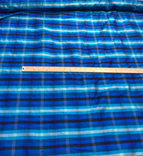 Silk shantung plaid 45&quot; wide   Beautiful turquoise colors silk shantung fabric sold by the yard