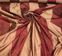 Silk satin taffeta 54&quot;    Beautiful wine gold silk satin taffeta stripe fabric sold by the yard