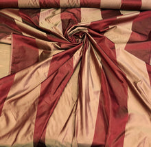 Silk satin taffeta 54&quot;    Beautiful wine gold silk satin taffeta stripe fabric sold by the yard