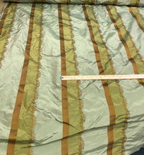 Silk taffeta 54&quot;   Beautiful greens mustard gold stripes jaquard silk taffeta stripe fabric sold by the yard