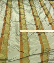 Silk taffeta 54&quot;   Beautiful greens mustard gold stripes jaquard silk taffeta stripe fabric sold by the yard