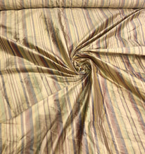 Silk dupion stripe 54&quot; wide    Beautiful gold multi color dupion stripe fabric sold by the yard