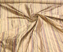 Silk dupion stripe 54&quot; wide    Beautiful gold multi color dupion stripe fabric sold by the yard