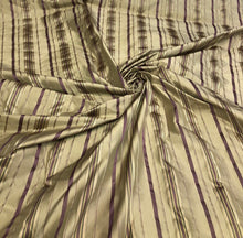 Silk taffeta 54&quot;    Beautiful gold purple satin stripes silk taffeta fabric sold by the yard