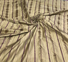 Silk taffeta 54&quot;    Beautiful gold purple satin stripes silk taffeta fabric sold by the yard