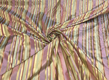 Silk taffeta 54&quot; wide    Beautiful lilac gold silk taffeta satin stripes fabric sold by the yard