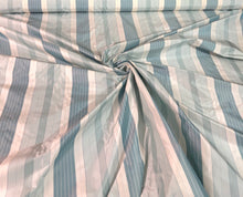 Silk taffeta 54&quot; wide   Beautiful aqua and ivory stripe silk taffeta fabric sold by the yard