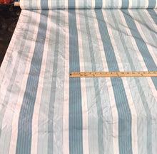 Silk taffeta 54&quot; wide   Beautiful aqua and ivory stripe silk taffeta fabric sold by the yard