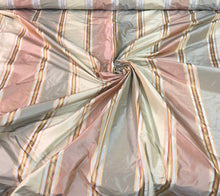 Silk taffeta 54&quot; wide   Beautiful gray pink peach statin stripe silk taffeta fabric sold by the yard