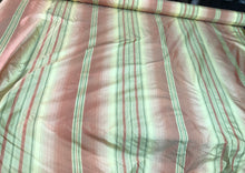 100% silk taffeta stripe 54&quot; wide                      Sold by the yard          Light gold with rose pink shades