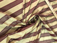 Silk taffeta jaquard stripe 54&quot; wide                       Beautiful gold & wine color