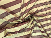 Silk taffeta jaquard stripe 54&quot; wide                       Beautiful gold & wine color