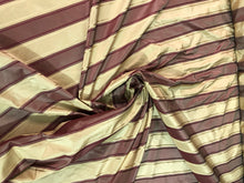 Silk taffeta jaquard stripe 54&quot; wide                       Beautiful gold & wine color