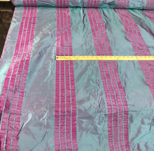 Silk taffeta crinkle stripe 54&quot; wide    Beautiful turquise purple color    Silk taffeta fabric sold by the yard