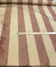 Silk taffeta stripes 54&quot; wide     Sold by the yard      Color: gold & wine