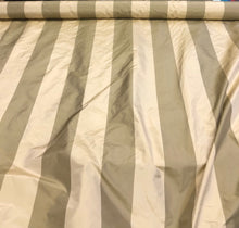 Silk taffeta stripe 54&quot; wide     Sold by the yard       Color: light gold & tan gold