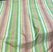 Silk taffeta stripes 54&quot; wide       sold by the yard     Color: pink & green
