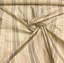 Silk taffeta stripes 54&quot; wide      sold by the yard     Beautiful shades of gold