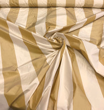 Silk taffeta stripes 54&quot; wide       Sold by the yard    Beautiful gold & beige combination