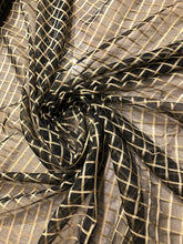 Silk organza jauquard plads 54&quot; wide                Sold by the yard       Beautiful black & gold