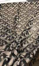 100% silk organza jaquard 45&quot; wide   Beautiful black gold floral design     Sold by the yard