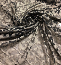 100% silk organza jaquard 45&quot; wide   Beautiful black gold floral design     Sold by the yard
