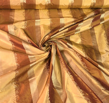 Silk taffeta 54&quot; wide   Beautiful gold copper stripe with gold jaquard silk taffeta fabric sold by the yard