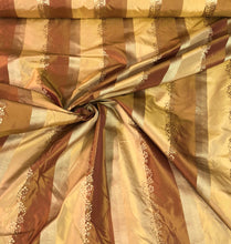 Silk taffeta 54&quot; wide   Beautiful gold copper stripe with gold jaquard silk taffeta fabric sold by the yard