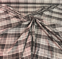 Silk shantung plaid 54&quot; wide    Beautiful black grey white plaid silk shantung fabric sold by the yard