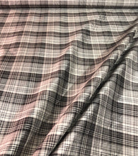 Silk shantung plaid 54&quot; wide    Beautiful black grey white plaid silk shantung fabric sold by the yard