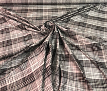 Silk shantung plaid 54&quot; wide    Beautiful black grey white plaid silk shantung fabric sold by the yard