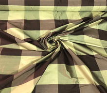 Silk shantung 54&quot; wide   Beautiful green brown silk shanting plaid fabric sold by the yard
