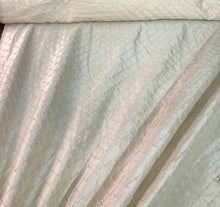 Silk shantung 52&quot; wide   Beautiful ivory diagonal pintuck with embroidered pearl shantung fabric sold by the yard