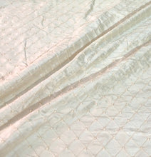 Silk shantung 52&quot; wide   Beautiful ivory diagonal pintuck with embroidered pearl shantung fabric sold by the yard