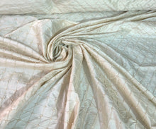 Silk shantung 52&quot; wide   Beautiful ivory diagonal pintuck with embroidered pearl shantung fabric sold by the yard