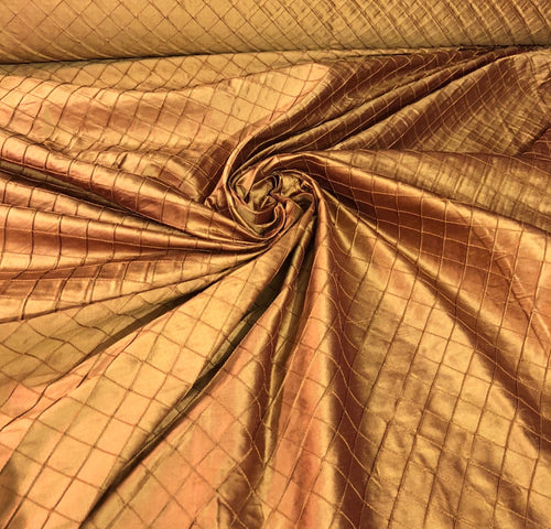 Silk dupion 52" wide   Beautiful burnt orange diagonal pintick dupion fabric sold by the yard