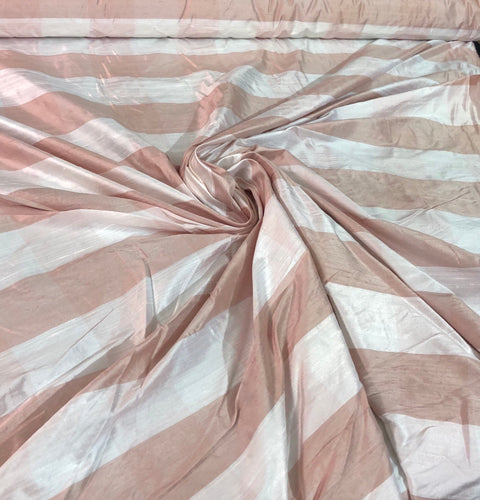 100% silk shantung plad 54" wide      Beautiful ivory & pink color   Fabric sold by the yard