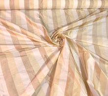100% silk shantung stripe, 54&quot; wide. Beautiful ivory brownish yellow gold. Fabric sold by the yard.