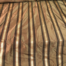 Silk taffeta 54&quot; wide   Beautiful bronze with black and gold ribbing stripe silk taffeta fabric sold by the yard