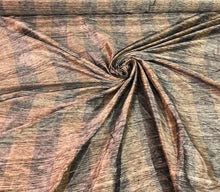 Silk ikat fabric 54&quot;  beautiful silk ikat dupion stripe copper black grey color fabric sold by the yard