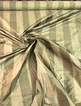 Silk shantung 54&quot; wide    Beautiful gold shades 2&quot; stripe silk shantung fabric sold by the yard